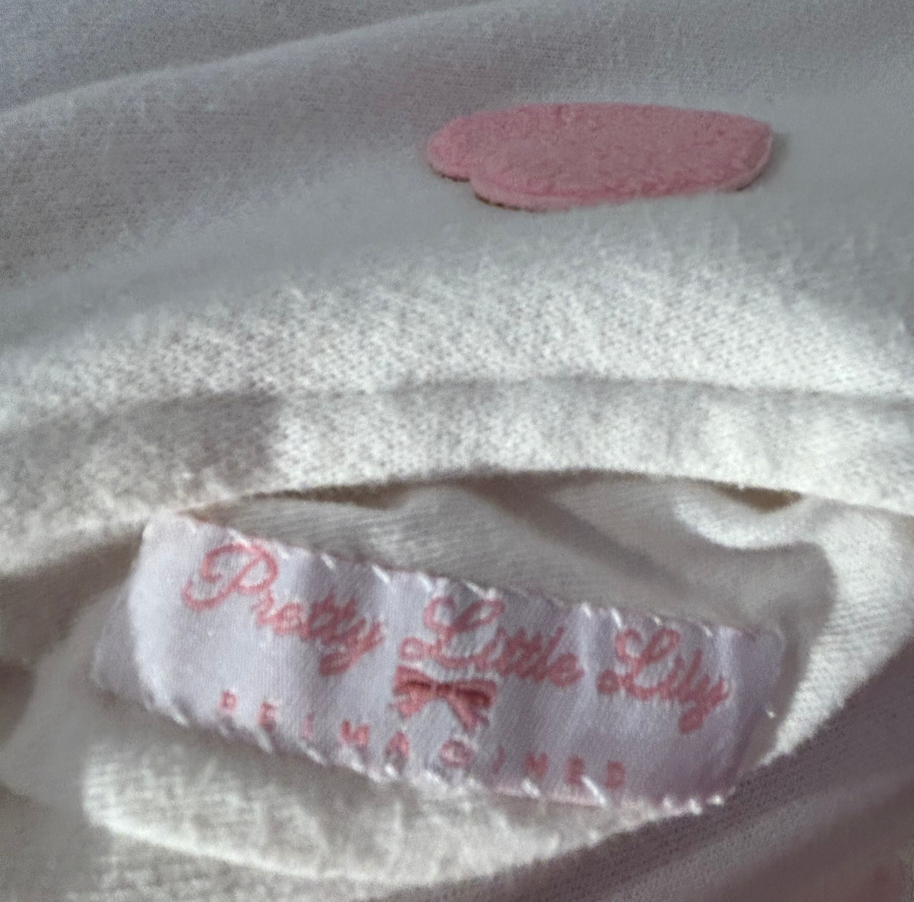 VS PINK Cream Wide Leg Sweatpants XS | Textured Appliqués & Satin Bow