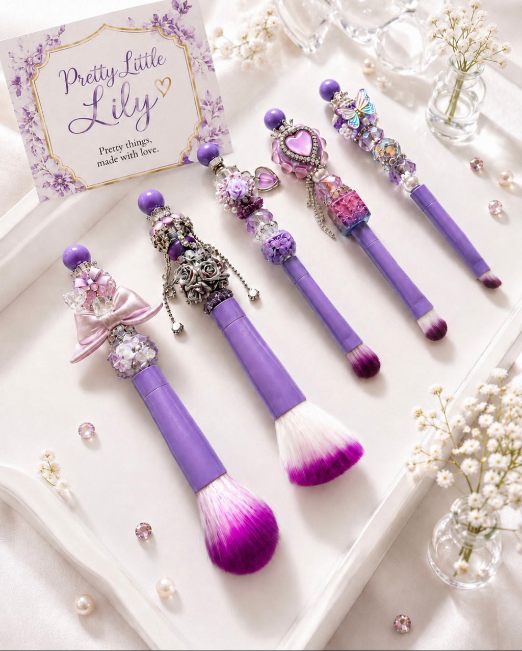 Handmade Beaded Makeup Brushes