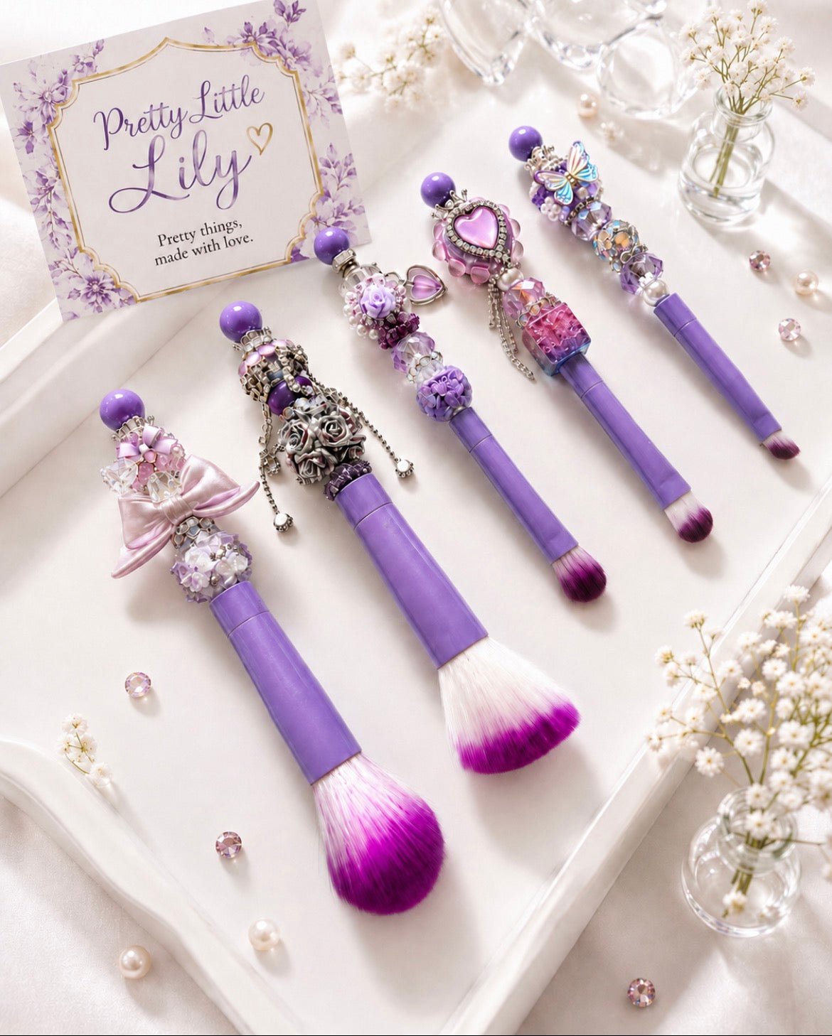 Handmade Beaded Makeup Brushes