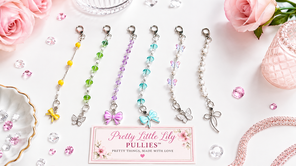 Pretty Little Lily Pullies™ – Jeweled Zipper Pulls with Interchangeable Charms