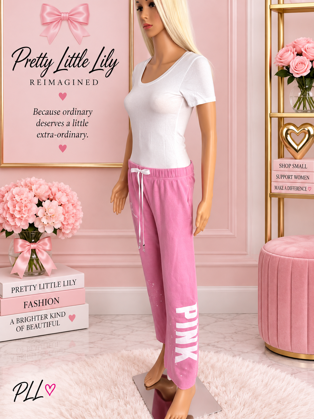 Victoria’s Secret PINK REIMAGINED Swarovski Doggie Joggers – Medium