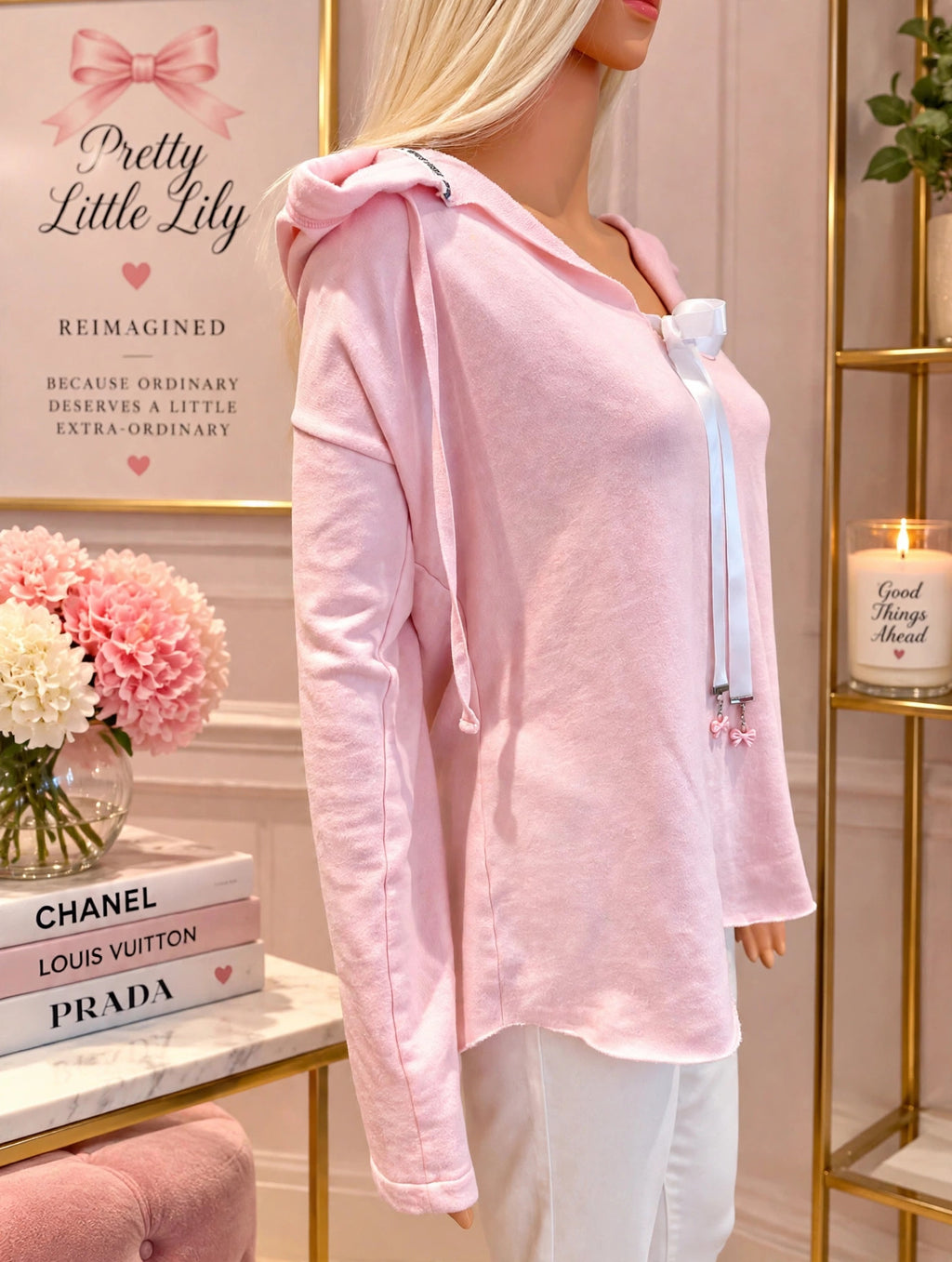 Victoria’s Secret PINK REIMAGINED Pearl Bow Hoodie – Medium