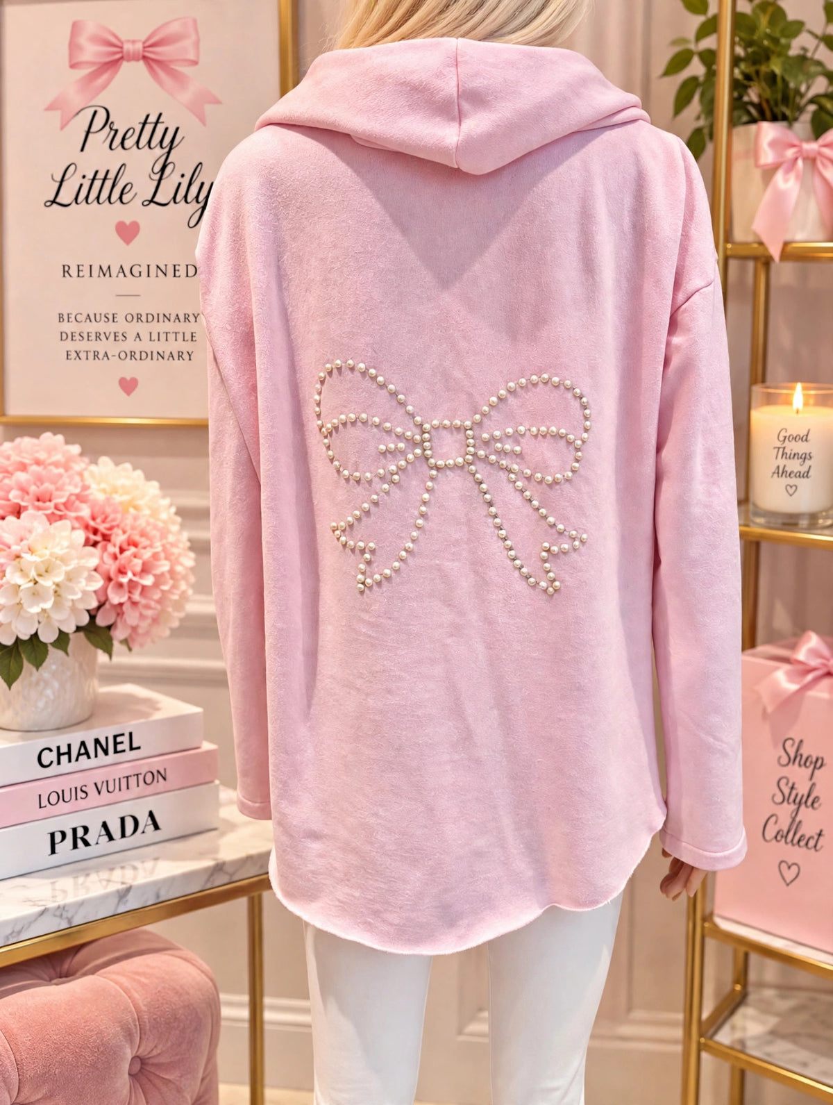 Victoria’s Secret PINK REIMAGINED Pearl Bow Hoodie – Medium
