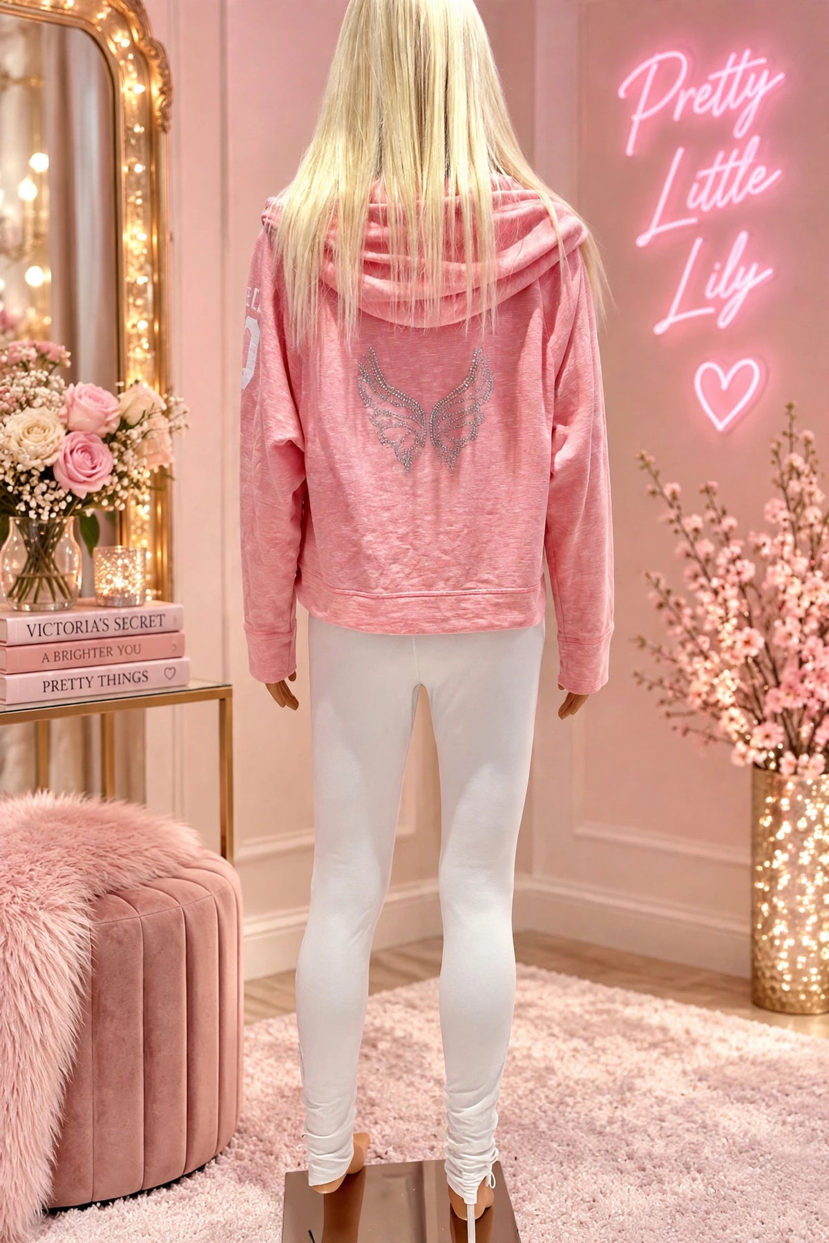 Victoria’s Secret ANGEL Hoodie REIMAGINED with Swarovski Crystal Wings – Medium 🪽✨